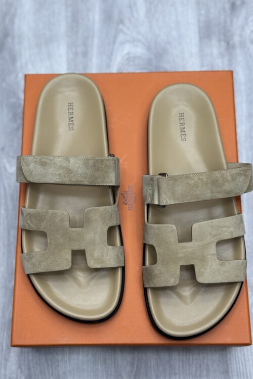 Hermès Chypre Sandal — Taupe Suede
