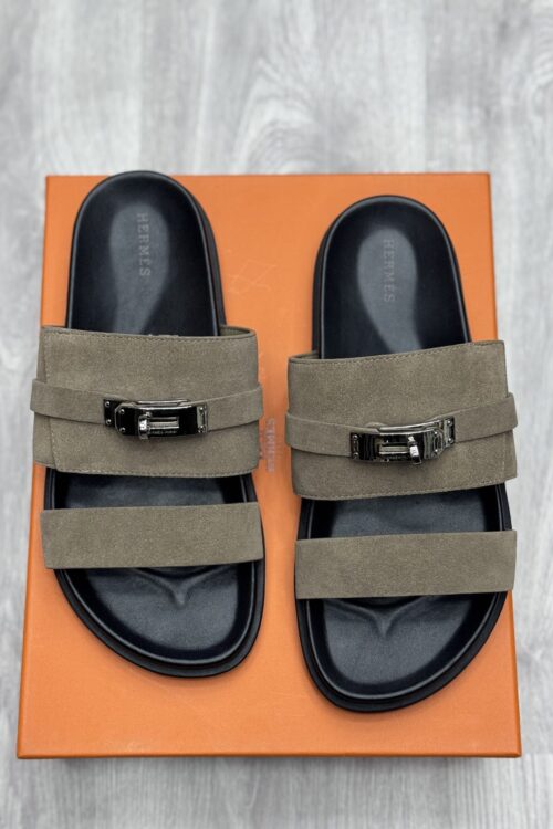 Hermès Chypre Sandal — Taupe Suede