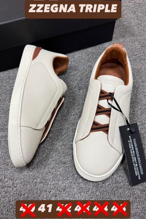 ZZegna Triple Sneaker — White / Brown