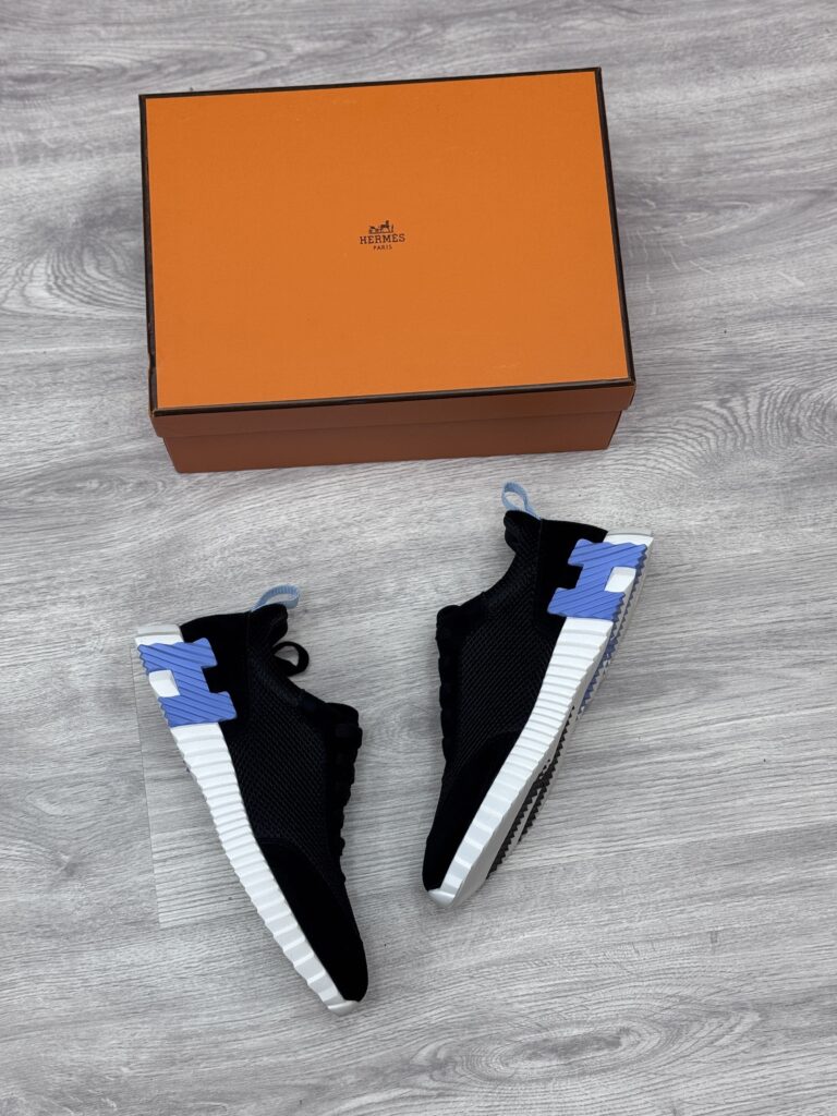 Hermes Knit Sneaker - Zwart met Blauwe H