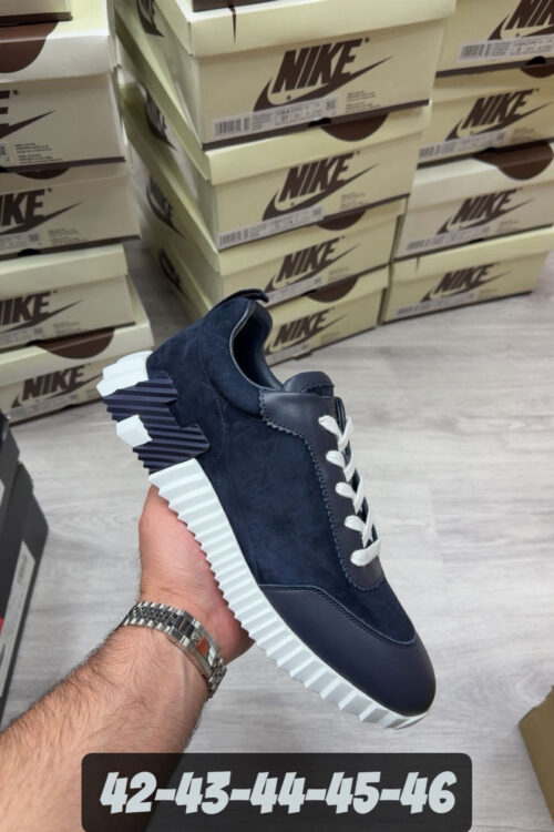 Hermes Bouncing Sneaker – Navy Suède met Navy H